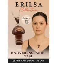Sertifikalı Mantar Model Kahverengi Akik Taşı Kolye - Denge ve Şifa Veren Doğal Taş (Çok Renkli)