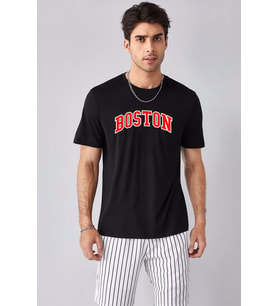 Tasarım Boston Baskılı Tasarım Tshirt (STD)