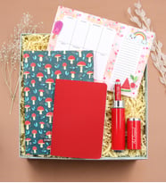 Kişiye Özel Mantar Desenli Defter & Dikişli Mini Not Defteri & Özel Kutulu Touch Pen & Haftalık Planner Hediye Seti