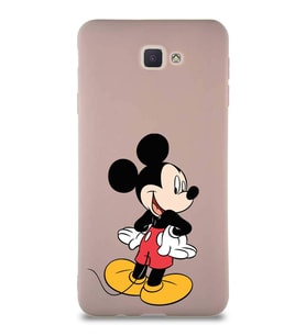 Samsung Galaxy J7 Prime 2 Soft Premier Kapak Mickey Mouse-D Tasarımlı Silikon Kılıf - Pudra (Şeffaf)