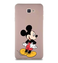 Samsung Galaxy J7 Prime 2 Soft Premier Kapak Mickey Mouse-D Tasarımlı Silikon Kılıf - Pudra (Şeffaf)