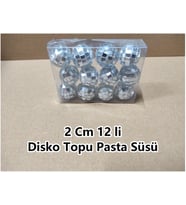 Bizden Pastacılık Disko Topu Pasta Süsü 2 Cm 12 li çok renkli