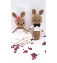 Gelin ve Damat Tavşanlar Amigurumi Organik Oyuncak