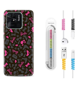 Xiaomi Redmi Note 7 8 9 Pro 10 2022 10 Pro 10S Kılıf Kablo Koruma Spiral Silikon Barbie and Shoes 1413