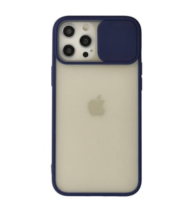 Apple İphone 12 Pro Max Kılıf Palm Buzlu Kamera Sürgülü Silikon - Lacivert