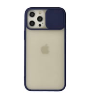 Apple İphone 12 Pro Max Kılıf Palm Buzlu Kamera Sürgülü Silikon - Lacivert