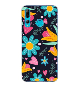 PrintiFy Huawei P Smart Plus 2019 ile Uyumlu 1mm Slim Fit Retro Renkler 1 Baskılı Şeffaf  Kılıf