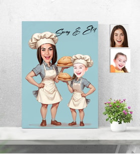 Kişiye Özel Ahşap Tablo 30x40 Anne Kız Kombin - Anneler Günü Karikatür Baskılı-4
