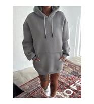 Kapşonlu Üç İplik Penye Basic SweatShirt - Boyalı Gri