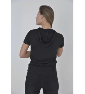 Kapşonlu Slim Fit T-shirt - Siyah