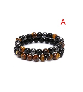 Unisex - Hematit, Kaplan Göz,, Onix  Doğal Taş Padore Bileklik  Elegant, Şık Design > 2 Adet