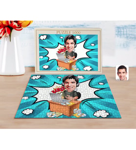 BK Gift Kişiye Özel Erkek Gamer Karikatürlü 1000 Parça Profesyonel Puzzle-1