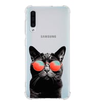 PrintiFy Samsung Galaxy A50 Uyumlu Kedi 3 Baskılı Şeffaf Köşe Korumalı Antişok Kılıf