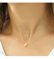 Gümüş Gold 3 Boyutlu F Harf Bayan Kolye