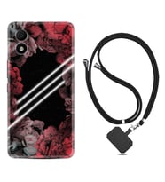 TCL 303 Kılıf Silikon Boyun Askılı İpli Desenli Silikon Flowers Line 1732