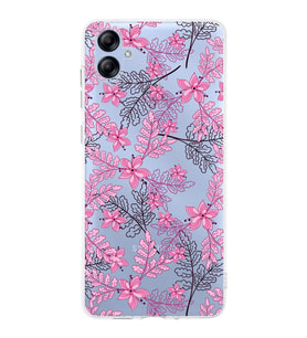 Samsung Galaxy A04e   Kapak Floral Pembe Tasarımlı Şeffaf  Kılıf