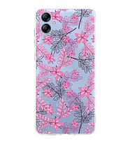 Samsung Galaxy A04e   Kapak Floral Pembe Tasarımlı Şeffaf  Kılıf