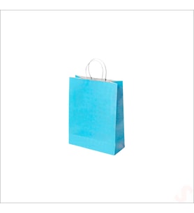 Büküm Saplı Kraft Çanta 22 x 16 x 8 cm, Mavi - 1 Adet (STD)