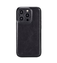 Apple iPhone 14 Pro Uyumlu Deri Arka Kapak ROCK RST1 (Siyah)