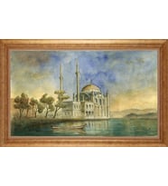 Çerçeveli Paspartulu Manzara Tablo ah1896 (Gold)