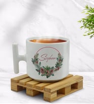 BK Gift Kişiye Özel Çiçek Tasarımlı T Kulplu Beyaz Middle Kupa Bardak-7