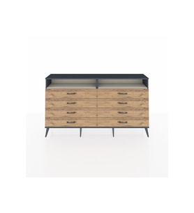 Arges Konsol 2 Raflı 8 Çekmeceli  176x30x99 Antrasit-Aytaşı/Çam