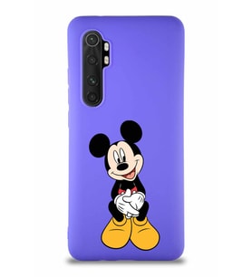 Xiaomi Mi Note 10 Lite Soft Premier Kapak Mickey Mouse-A Tasarımlı Silikon Kılıf - Mor (Şeffaf)