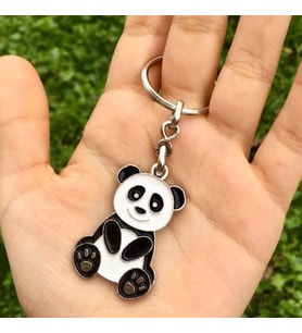 Metal Panda Anahtarlık Panda Çanta Süsü Hediyelik Anahtarlık (Renksiz)
