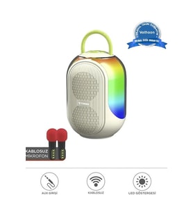 Bluetooth Hoparlör Çift Mikrofonlu Kablosuz Parti Speaker Beyaz