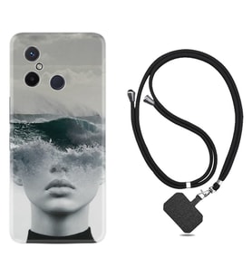 Xiaomi Redmi 12C Kılıf Resimli Boyun Askılı İpli Desenli Silikon Mistic Woman 1361
