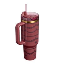 Stanley Quencher H2.0 FlowState 40 Oz 1.18 L Pipetli Kulplu Termos Kiraz Desenli Özel Tasarım, Paslanmaz Çelik Soğuk İçecek Termosu