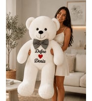 [ İSTEDİĞİNİZ İSMİ YAZIYORUZ ] Beyaz Renk Sevgiliye Özel Peluş Ayıcık-İsim Baskılı Peluş Oyuncak -Anneye ,Arkadaşa Özel Hediye (100 cm)