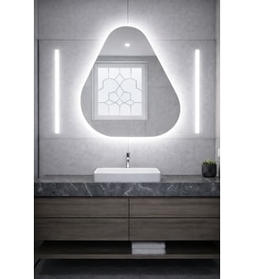 Amorf Asimetrik Duvar Aynası 72x72 cm Modern Dekoratif Salon Antre Banyo Aynası Kararma Yapmaz (Beyaz)