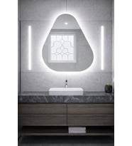 Amorf Asimetrik Duvar Aynası 72x72 cm Modern Dekoratif Salon Antre Banyo Aynası Kararma Yapmaz (Beyaz)