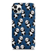 Apple iPhone 11 Pro Uyumlu Lansman Kılıf Panda Tasarımlı İçi Kadife Kapak-Lacivert (Şeffaf)