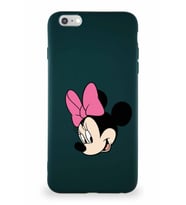 Apple iPhone 6 Plus Soft Premier Kapak Minnie Mouse-B Tasarımlı Silikon Kılıf - Yeşil (Şeffaf)