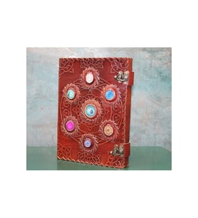 Kişiye Özel Taşlı Deri Defter - 26x18cm