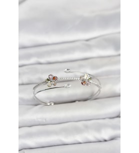 Gümüş Renk Pirinç Zirkon Taşlı Çiçek Model Kadın Bileklik TJ-BB8522