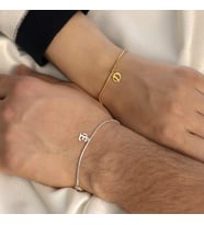 925 Ayar Gümüş Kişiye Özel Harfli Yılan Zincir Tasarımlı Kadın/Erkek Bileklik Unisex 2 ADET So0022