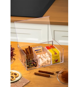 Çay Kutusu 6 Bölmeli Kapaklı Poşet Bitki Çayı Çok Amaçlı Saklama Kabı Özel Tasarım Büyük Tea Box