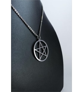 Yuvarlak Pentagram Çelik Kolye (Gümüş)