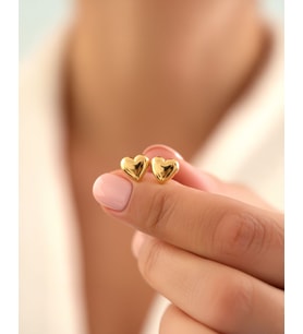 Sade Minik Kalp 14 Ayar Altın Küpe (Gold)