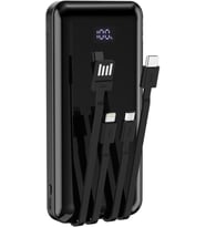 10000 mAh Dijital Göstergeli Dahili Kablolu Powerbank 10000 mAh Powerbank Lightning - Type C - USB - Micro USB Dahili Kablolu Powerbank BPB3