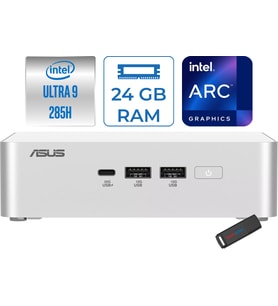 Asus NUC15 Pro+ (Plus) Intel Core Ultra 9 285H 24GB Ddr5 1tb SSD Windows 11 Pro Intel® Arc™ 140T Mini Masaüstü Bilgisayar RNUC15CRSU900002P08 + Zetta Çanta
