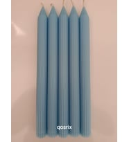 qosrix 5'li Açık Mavi Şamdan Soya Mumu 1. Kalite Soya Doğal Pudra Kokulu Uzun Çubuk Konik Mum Dekoratif