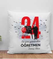 BK Gift Kişiye Özel Öğretmenler Günü Beyaz Kırlent Yastık- 3, Öğretmene Hediye, Öğretmenler Günü