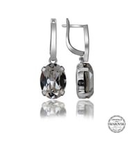 Swarovski Crystal Taşlı Gümüş Beyaz Oval Sallantılı Kadın Küpe