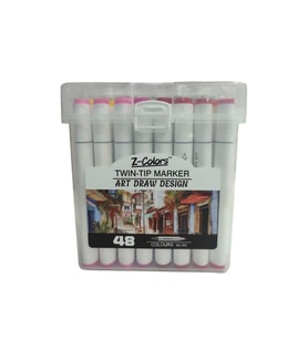 TMN 593077 Z-COLORS ART DRAW DESING ÇİFT UÇLU MARKER SAPLI PVC KUTU 48 RENK