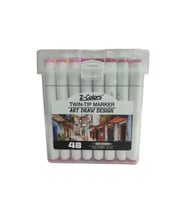 TMN 593077 Z-COLORS ART DRAW DESING ÇİFT UÇLU MARKER SAPLI PVC KUTU 48 RENK
