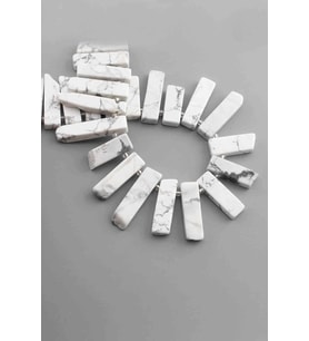 Havlit Doğal Taş Parlak Beyaz Dikdörtgen Kesim 10x40mm Dizi [AA]
